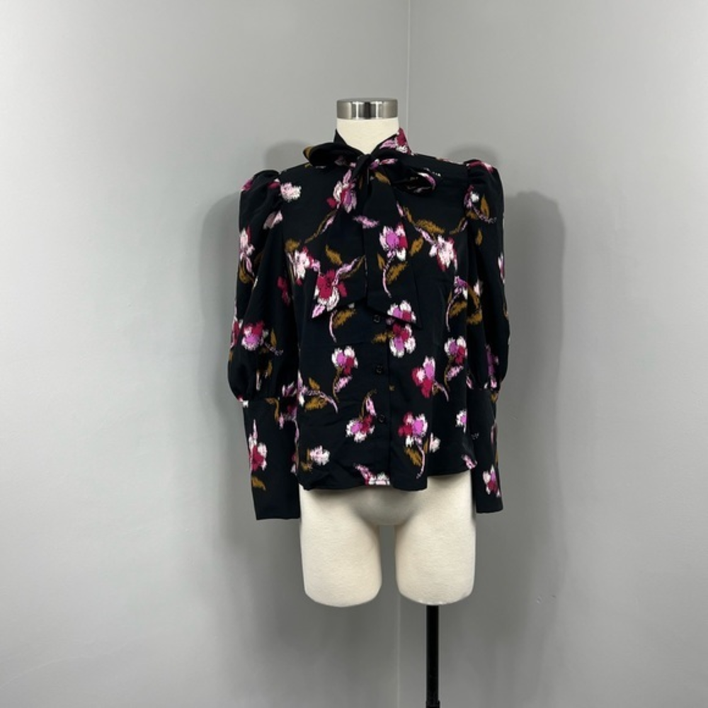 Who What Wear Black Print Blouse